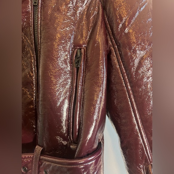 BlankNYC Shiny Crinkle Faux Leather Moto Jacket – Cherry Picked Size Medium - Picture 5 of 10
